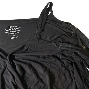 Torrid Super Soft Black Blouse Size 5 Cold Shoulder Lace Bell Sleeve Top